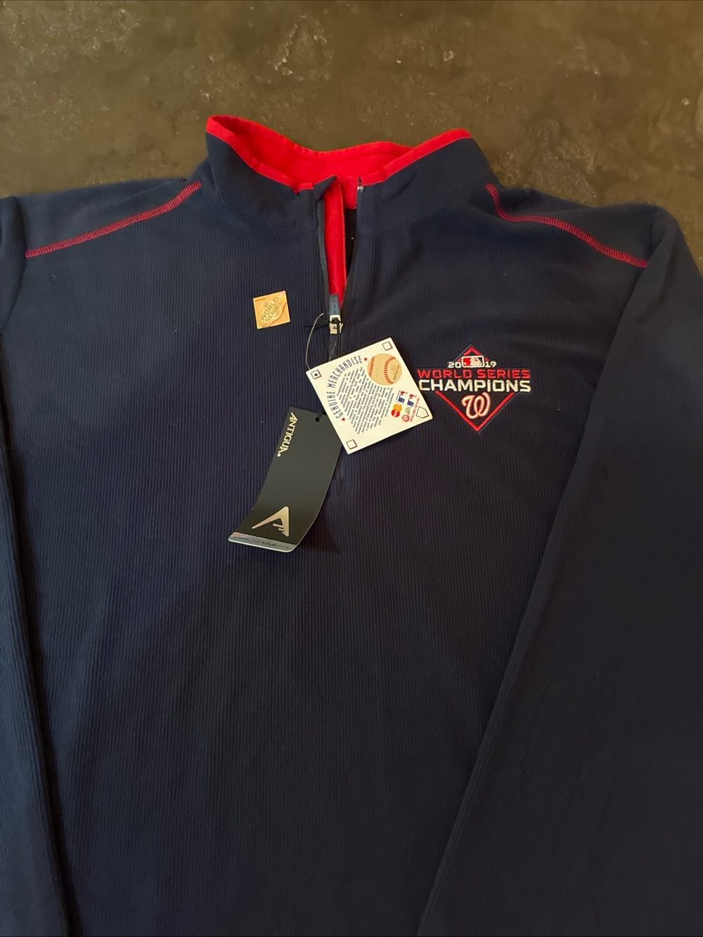 Antigua Navy and Red Men's Quarter-Zip Pullover